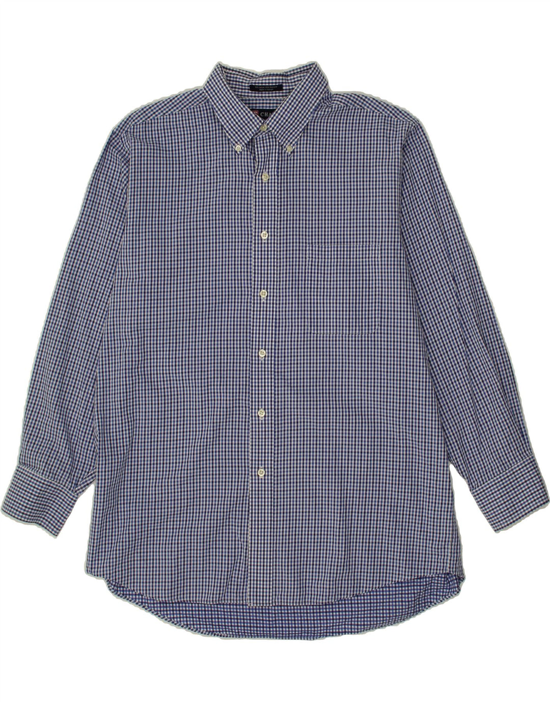 CHAPS Mens Shirt Size 17 XL Blue Check Cotton Vintage Chaps and Second-Hand Chaps from Messina Hembry 