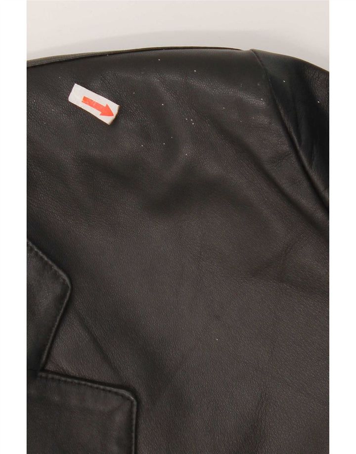 Jaqueta blazer masculina vintage de couro com 3 botões IT 56 2XL preta