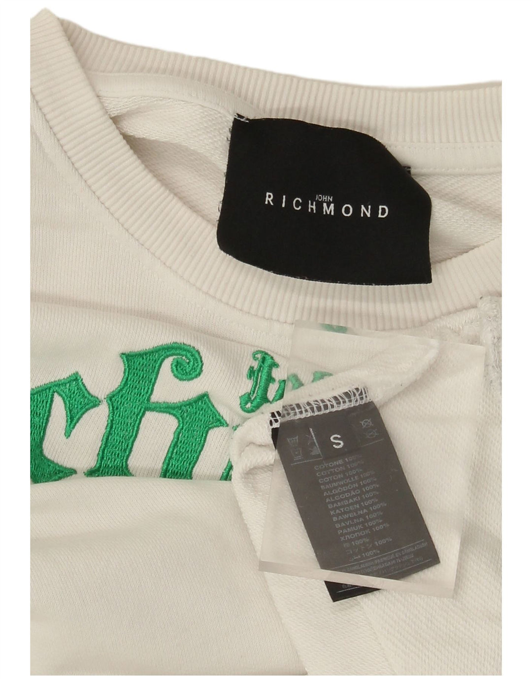 RICHMOND Womens Oversized Graphic Sweatshirt Jumper UK 10 Small White
