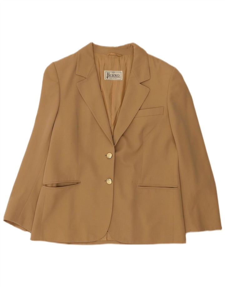 Herno Womens 2 Button Blazer Jacket IT 50 XL Beige Wool