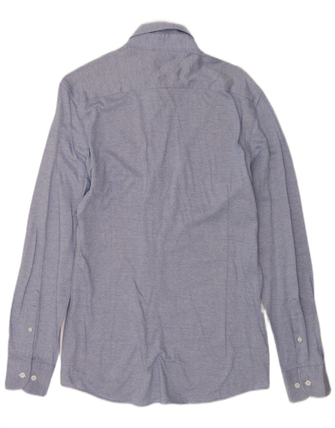 Massimo Dutti Mens Shirt Medium Blue Chevron Cotton