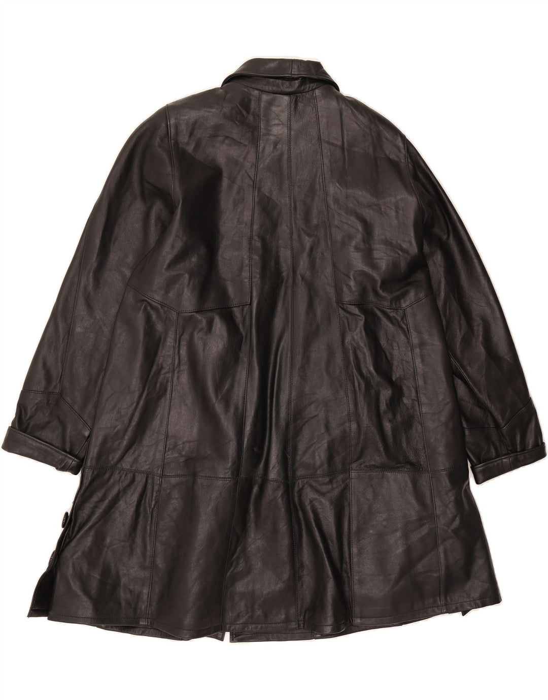 BRECO'S Womens Leather Coat UK 14 Medium Black Leather Vintage Breco's and Second-Hand Breco's from Messina Hembry 