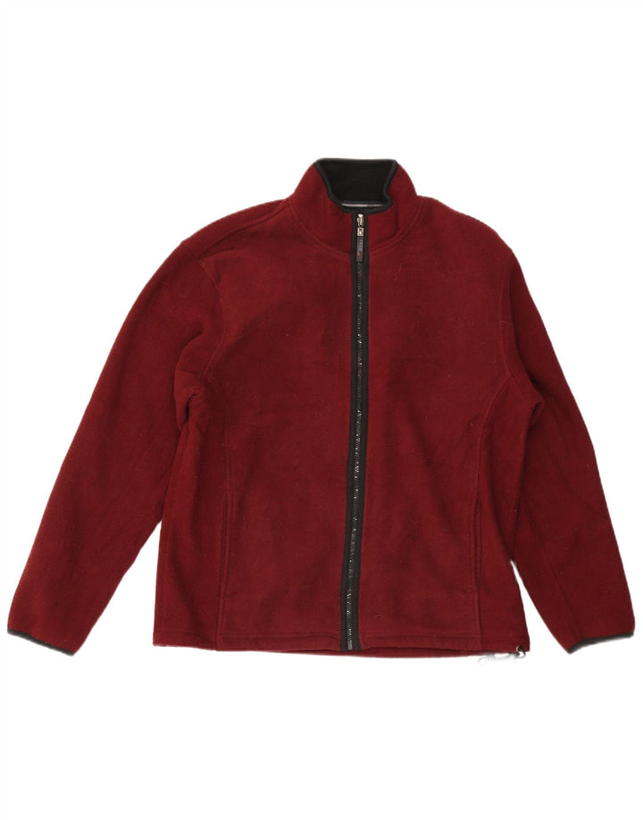 Izod Mens Fleece Jacket Medium Burgundy Polyester