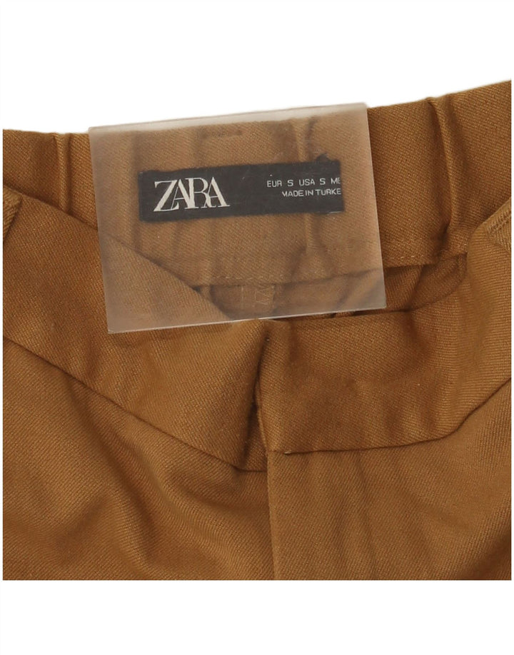 Zara Womens Cropped Trousers Small W26 L24 Brown