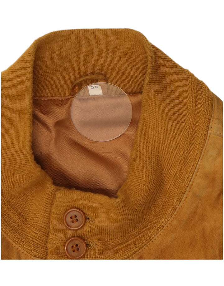 Vintage Mens Suede Bomber Jacket IT 54 2XL Brown Leather
