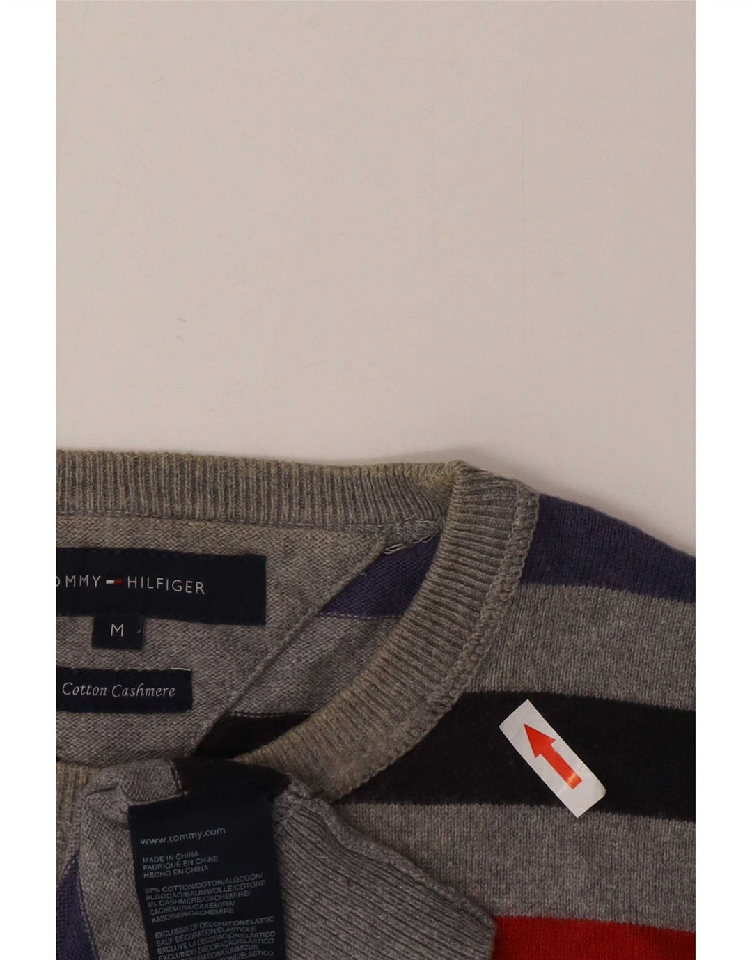 Tommy Hilfiger Mens Crew Neck Jumper Sweater Medium Multicoloured Striped