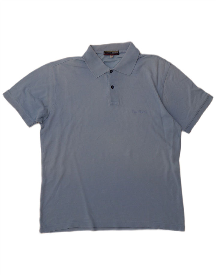 PIERRE CARDIN Mens Polo Shirt Medium Blue Cotton