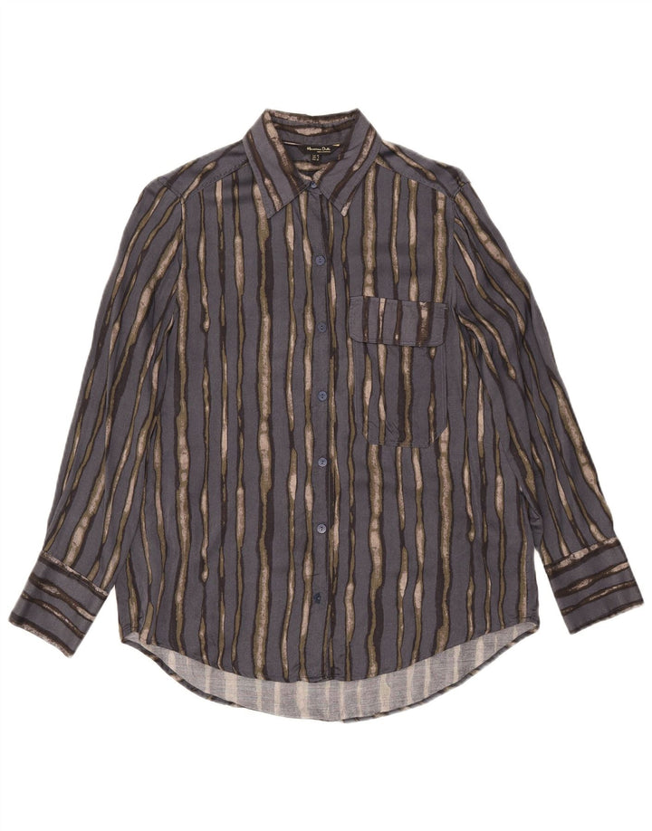 Massimo Dutti Dame Oversized skjorte EU 38 Small Grå Stribet Viscose