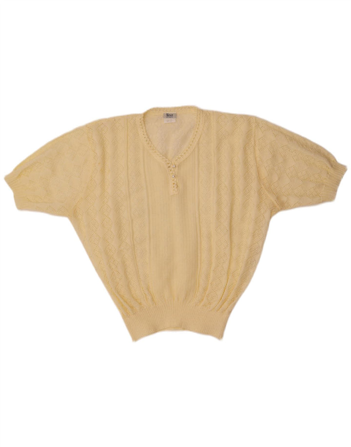 Vintage Womens Knit Blouse Top IT 52 2XL Off White Polyacrylic