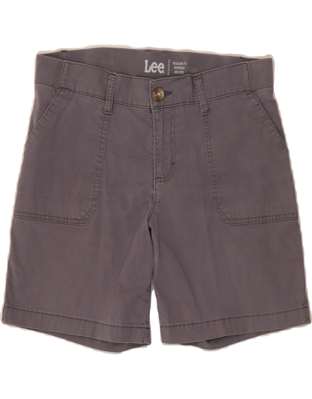 LEE Womens Mid Rise Regular Fit Bermuda Shorts US 6 Medium W30 Grey Cotton Vintage Lee and Second-Hand Lee from Messina Hembry 