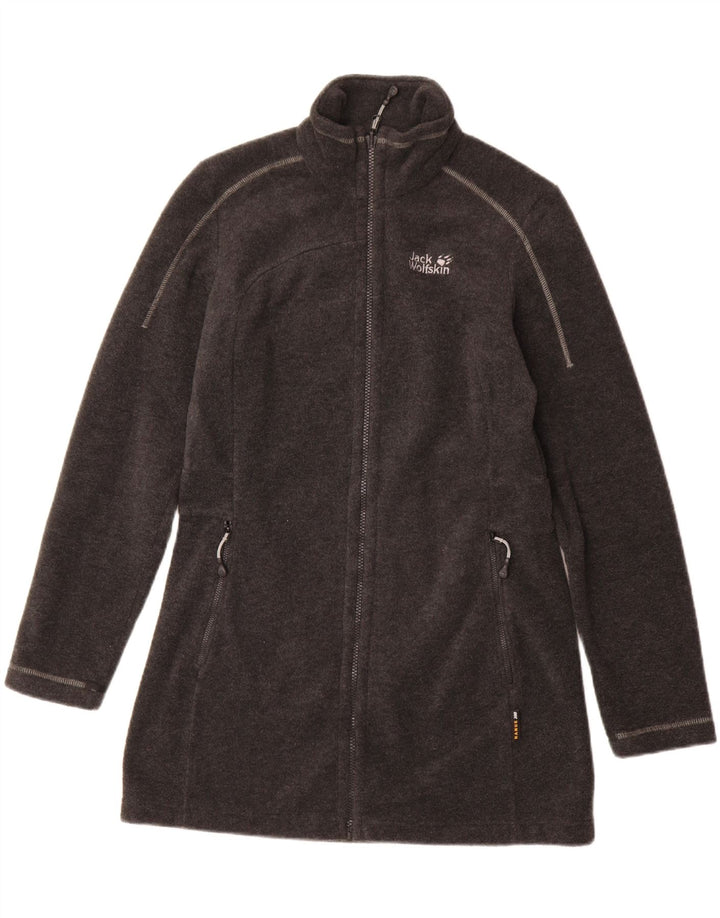 JACK WOLFSKIN Womens Fleece Overcoat UK 10 Small Grey Polyester
