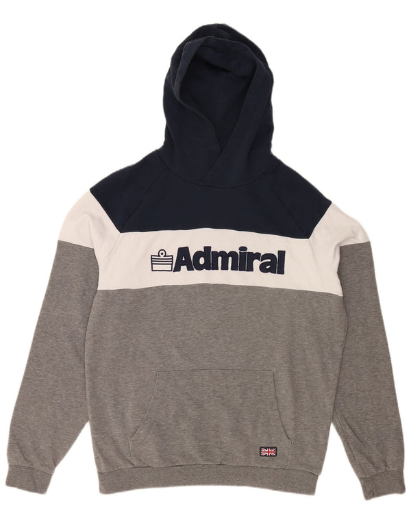 Admiral Herre grafisk Regular Fit hættetrøje Jumper Large Grå Colourblock