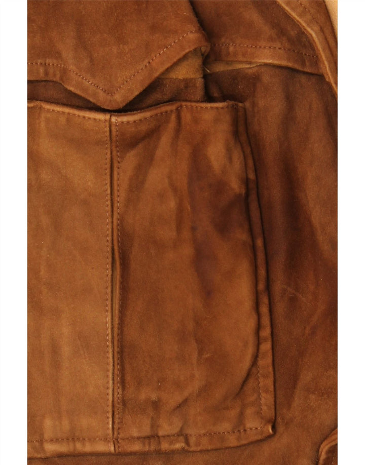 Giacca vintage in pelle scamosciata da donna IT 52 2XL Pelle scamosciata marrone