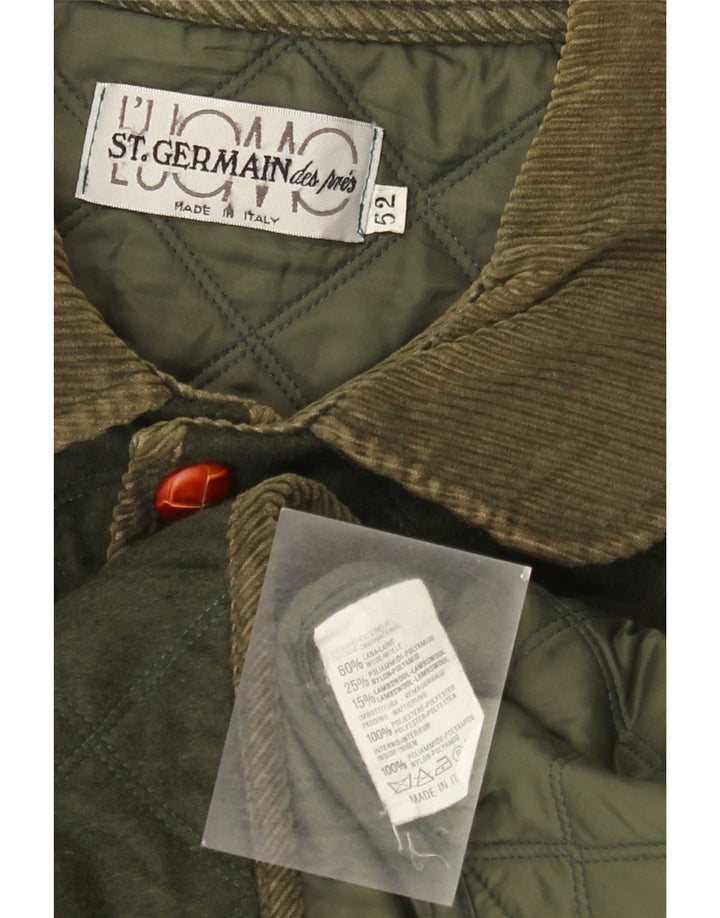 St. Germain Herre quiltet jakke IT 52 XL Khaki Colourblock Uld