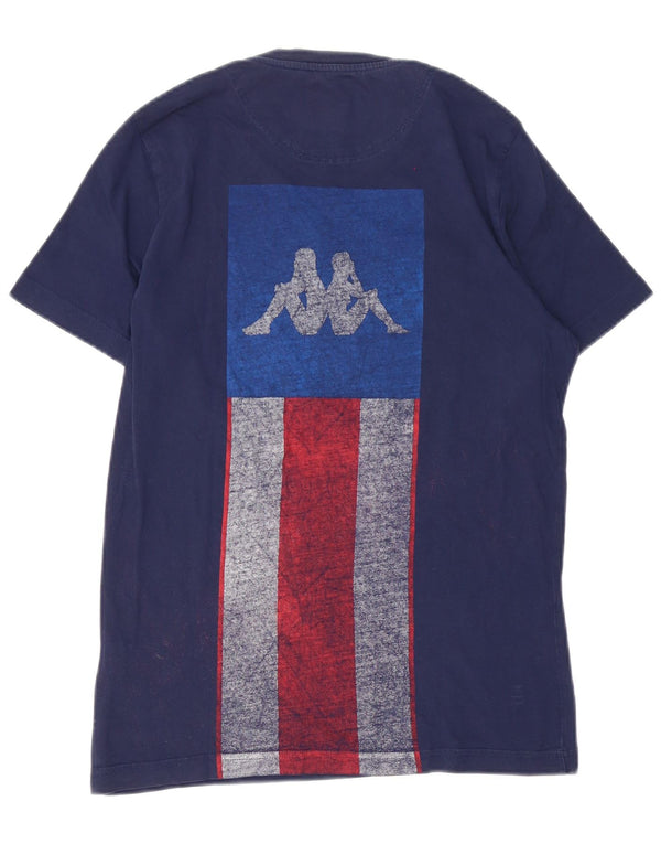 Kappa Herre grafisk T-shirt Top Medium Marineblå Colourblock Bomuld