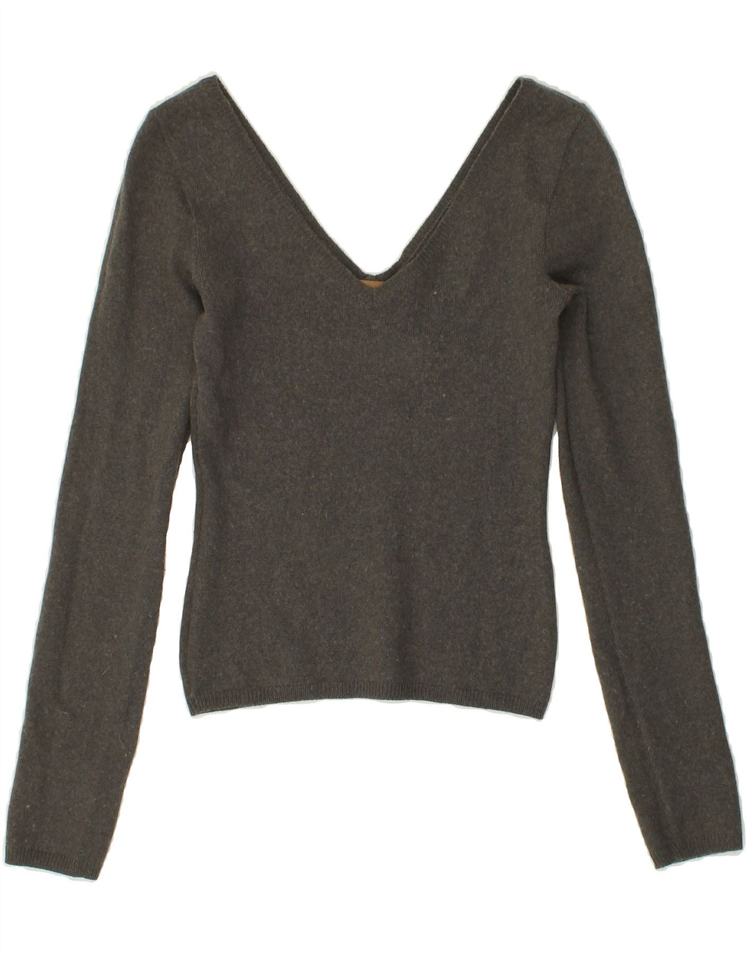 RICHMOND Womens Crop Graphic V-Neck Jumper Sweater IT 42 Medium Grey Vintage Richmond and Second-Hand Richmond from Messina Hembry 