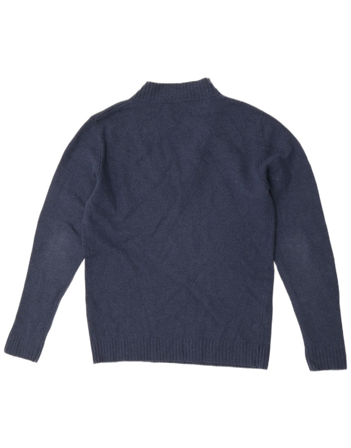 Cos Mens Button Neck Jumper Sweater Medium Navy Blue Wool