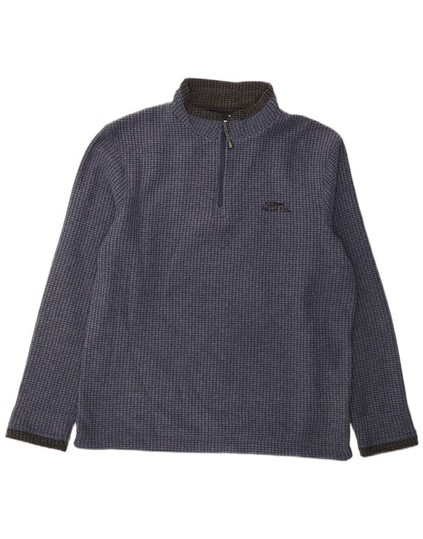 Weird Fish Mens Zip Neck Fleece Jumper Large Navy Blue Polyester
