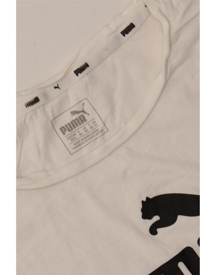 PUMA Womens Graphic T-Shirt Top UK 12 Medium  White Vintage Puma and Second-Hand Puma from Messina Hembry 
