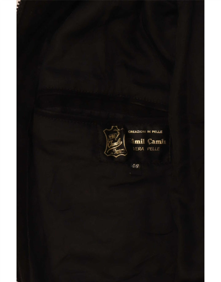vintage Mens Suede Bomber Jacket IT 46 Petit Cuir Noir
