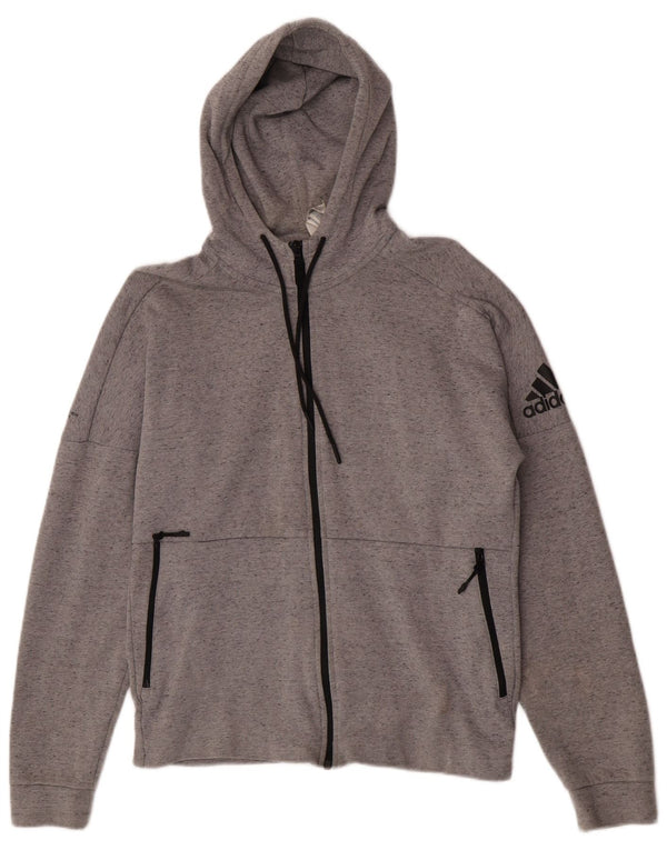 Jachetă de top pentru trening cu glugă Adidas pentru femei UK 12 Sport din bumbac gri mediu