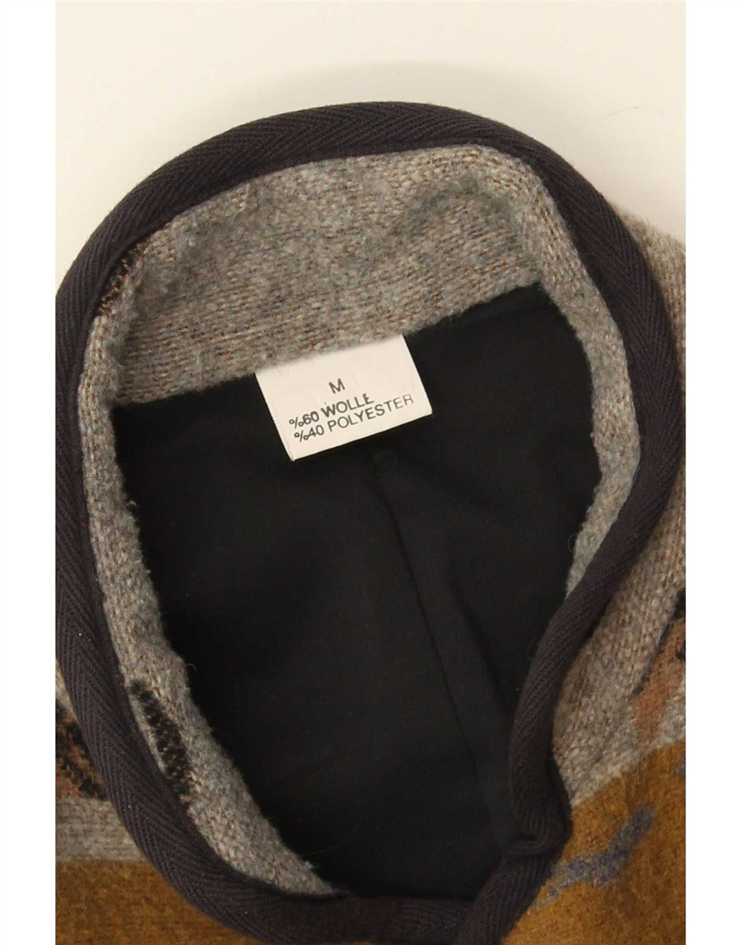 Vintage hombres regular fit chaqueta Reino Unido 38 marrón medio lana geométrica