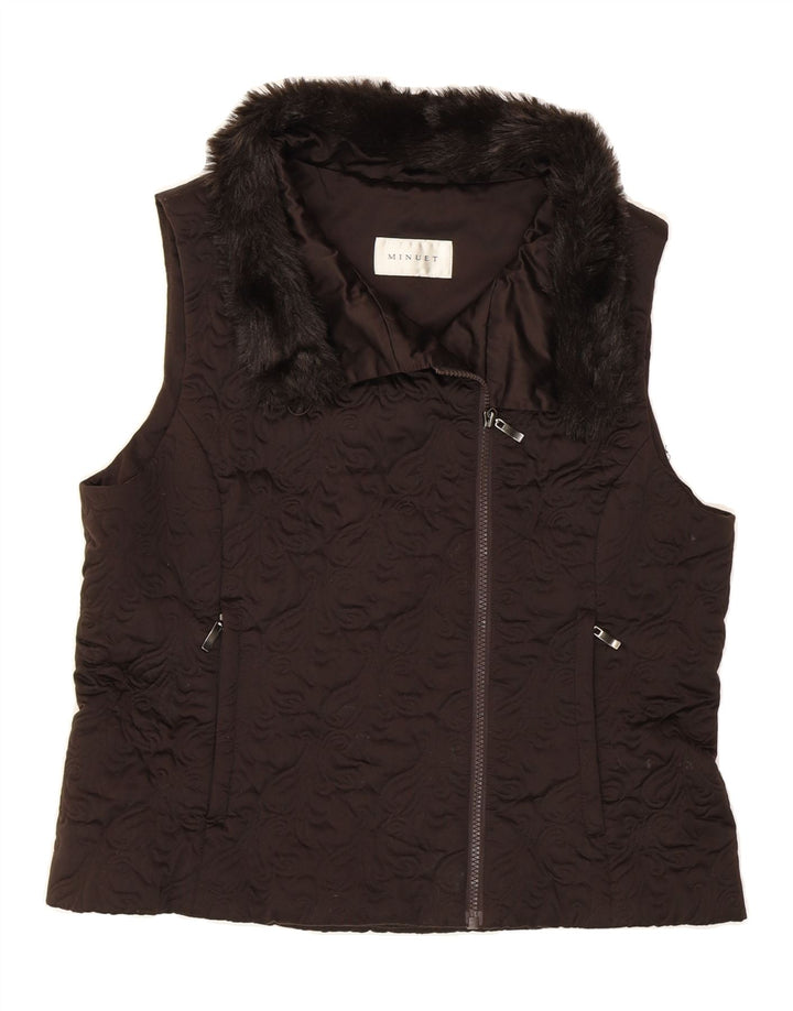 MINUET Womens Gilet UK 14 Medium  Brown Polyester Vintage Minuet and Second-Hand Minuet from Messina Hembry 