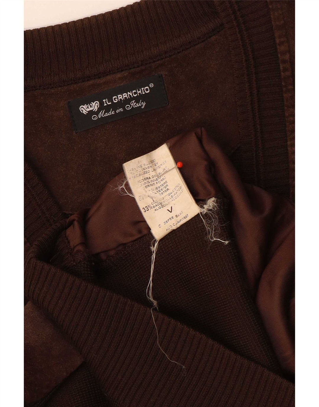 Il Granchio Herren-Strickjacke aus Wildleder, große braune Wolle