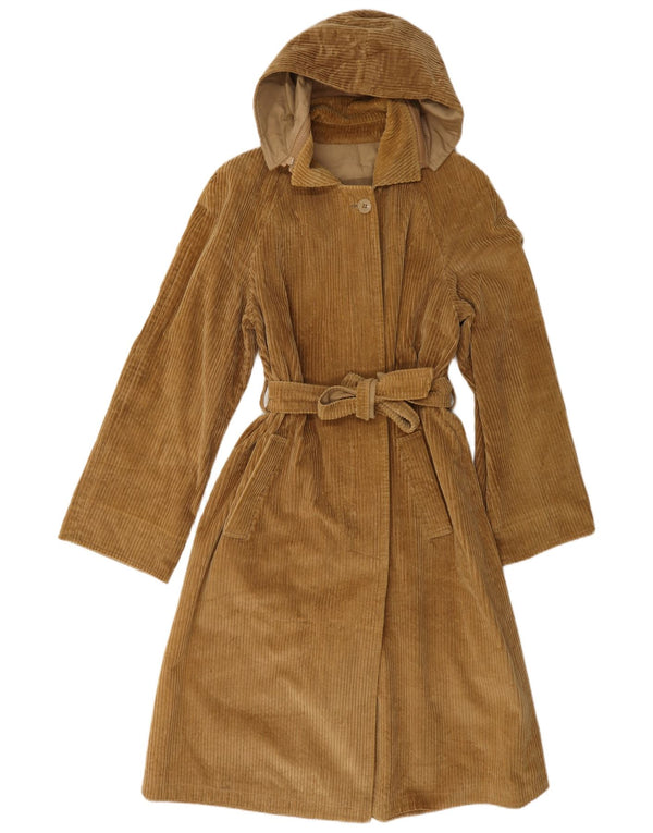 Vintage Womens Hooded Reversible Coat UK 14 Medium Beige