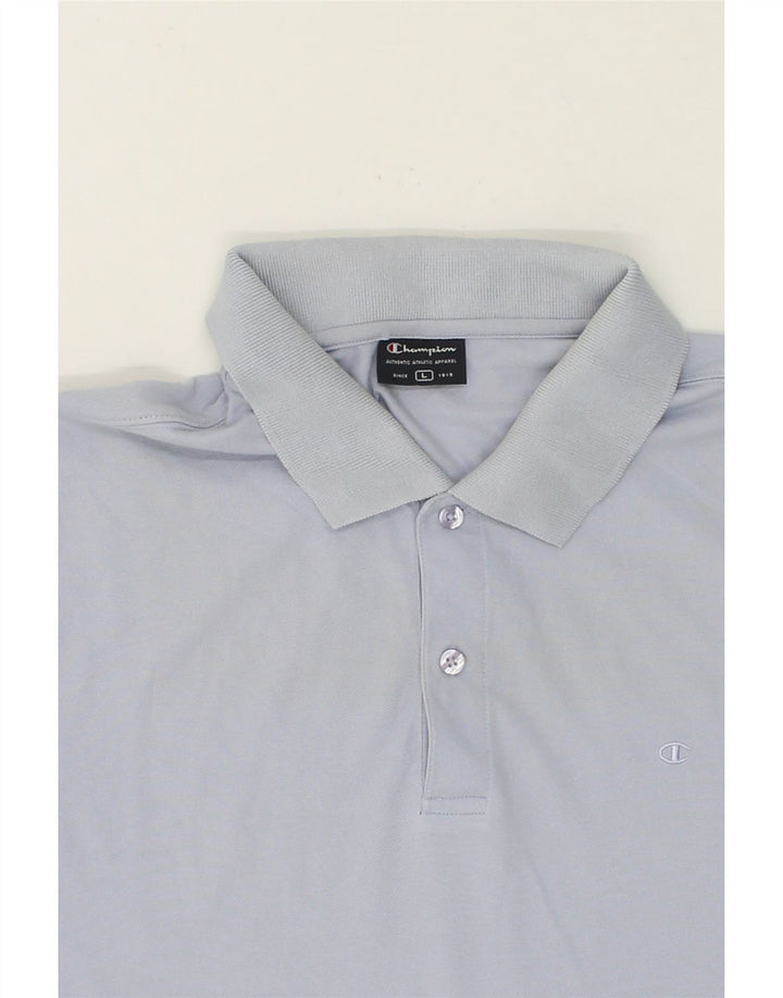 CHAMPION Mens Polo Shirt Large Blue Cotton Vintage Champion and Second-Hand Champion from Messina Hembry 