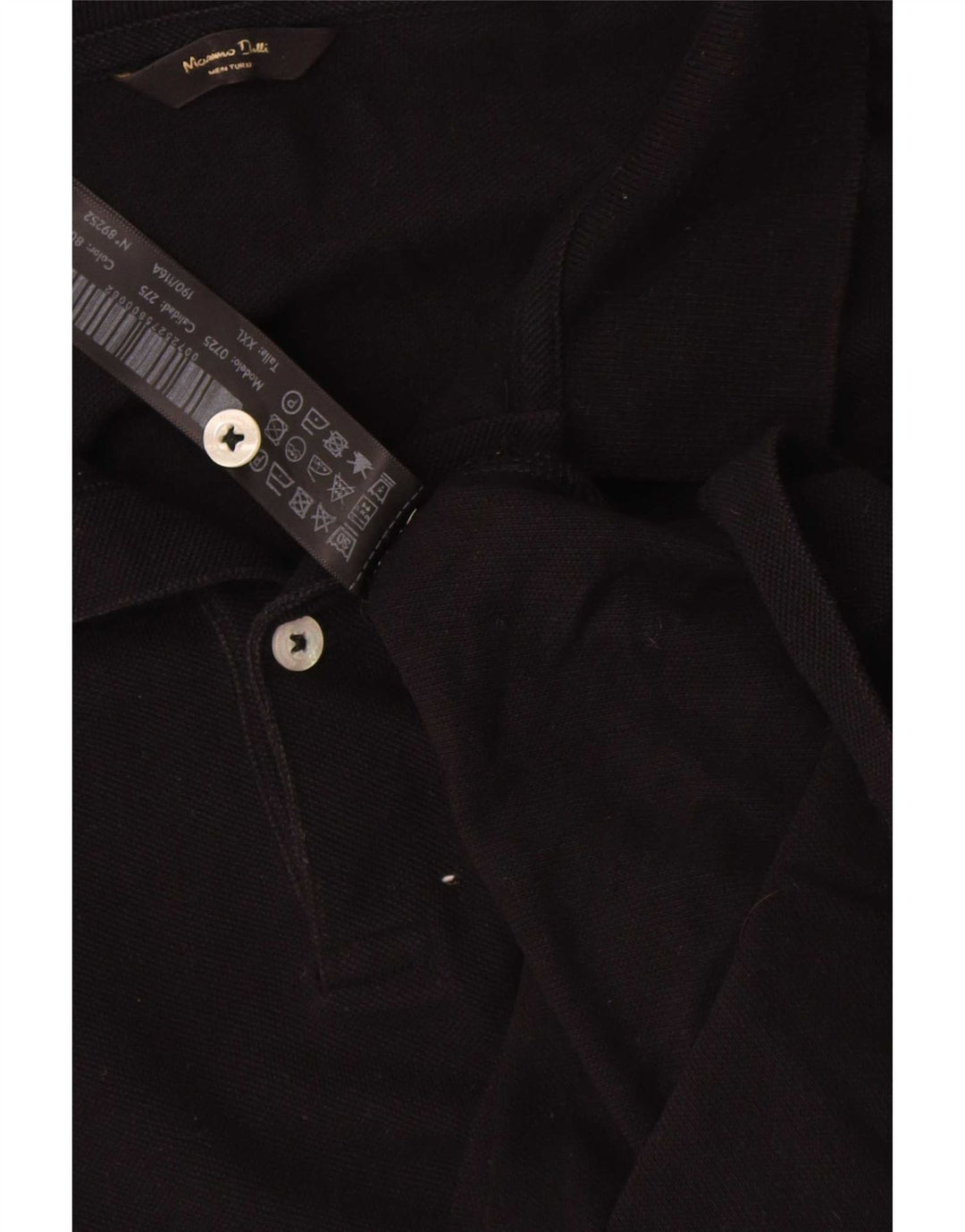 Massimo Dutti Mens Polo Shirt 2XL Black Cotton