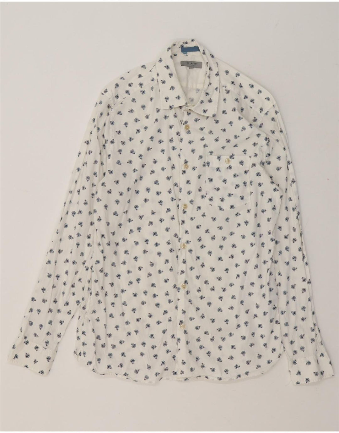 Ted Baker Herreskjorte str. 4 Large White Floral Cotton