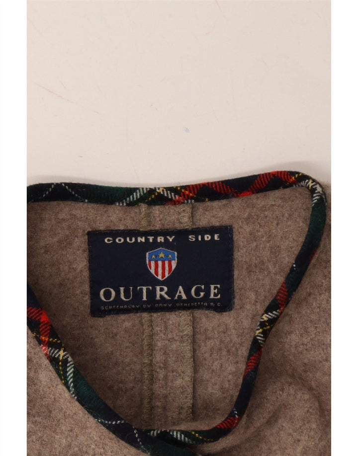 OUTRAGE Womens Cardigan Sweater UK 16 Large Beige Vintage Outrage and Second-Hand Outrage from Messina Hembry 