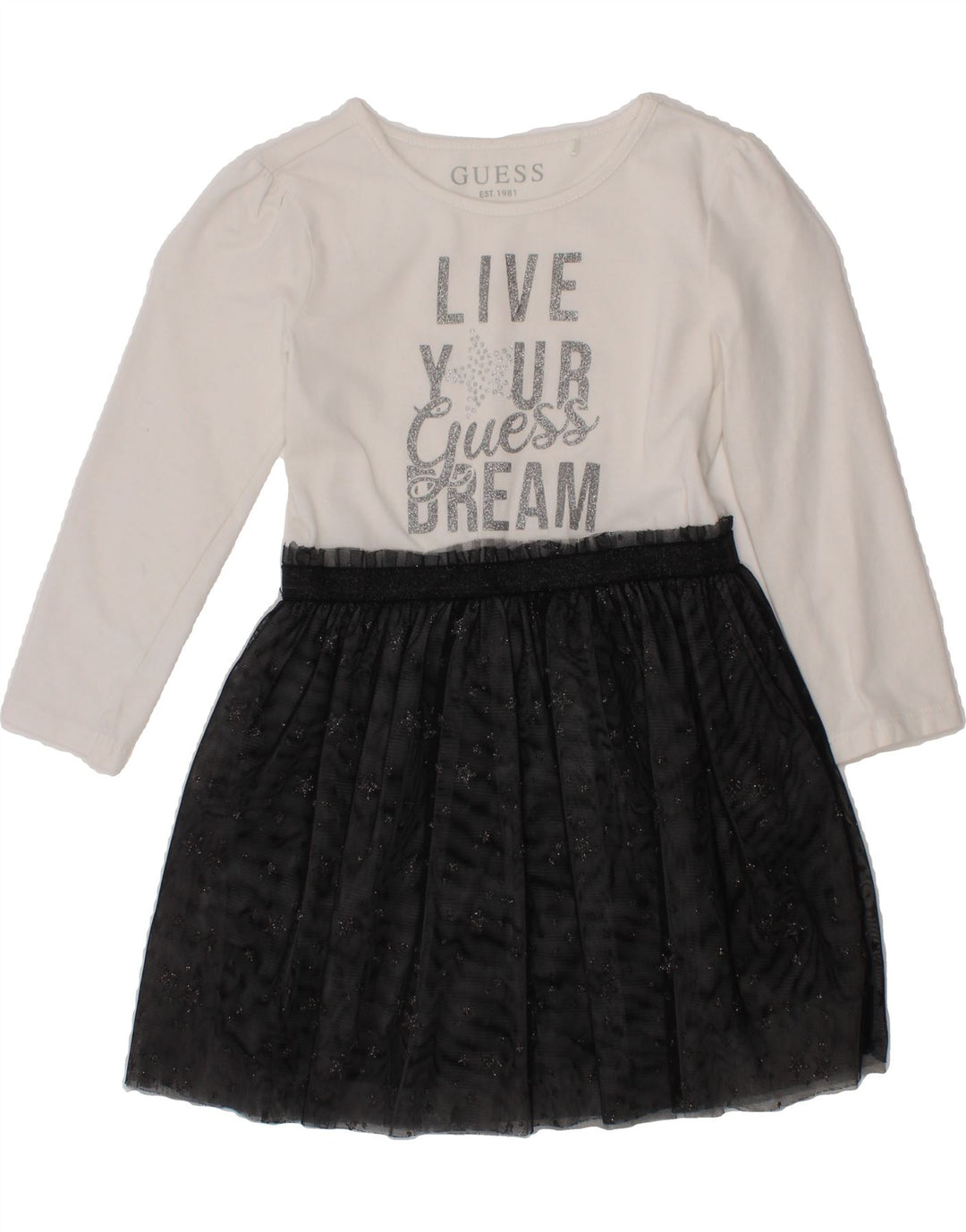 GUESS Girls Graphic Basic Dress 2-3 Years Black Colourblock Cotton Vintage Guess and Second-Hand Guess from Messina Hembry 