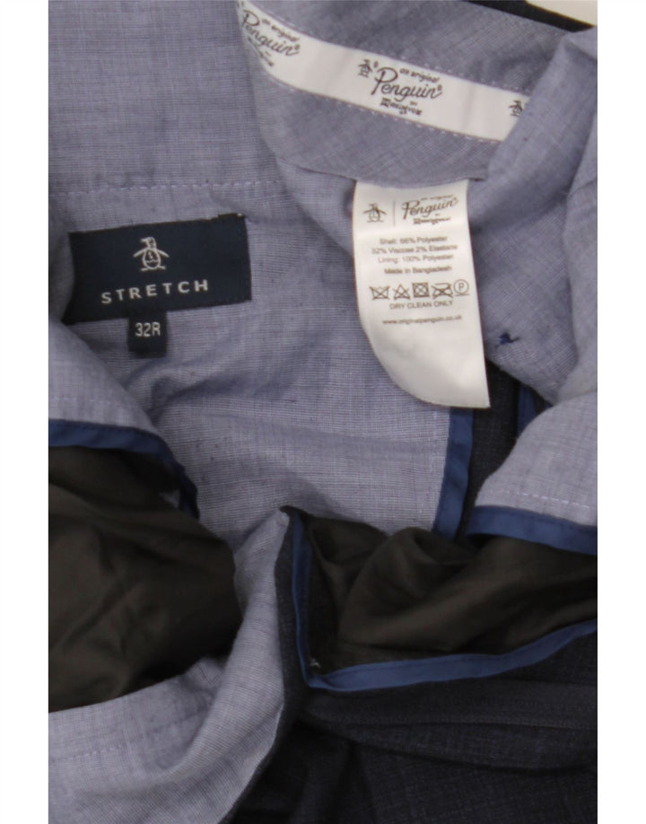 Pantaloni da abito slim da uomo Penguin W32 L30 Poliestere a quadri blu navy