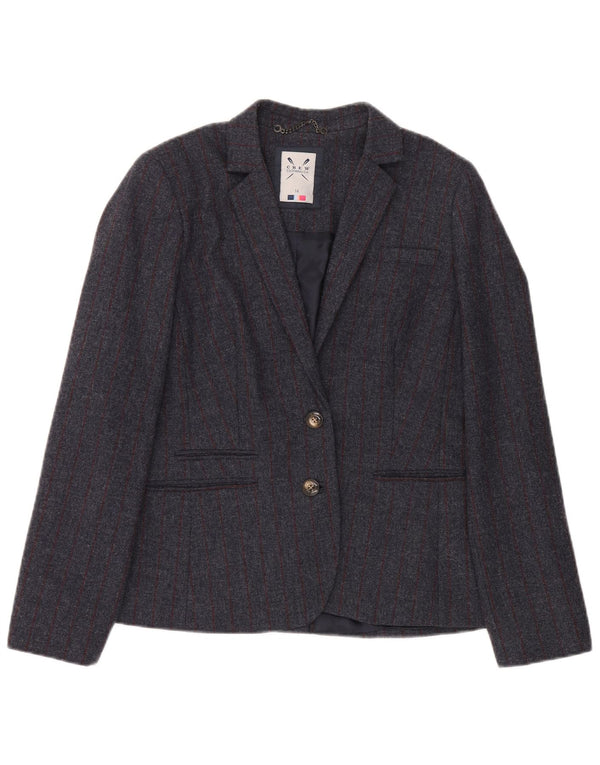 Crew Clothing Veste blazer à 2 boutons pour femme UK 14 Grande laine à fines rayures grises