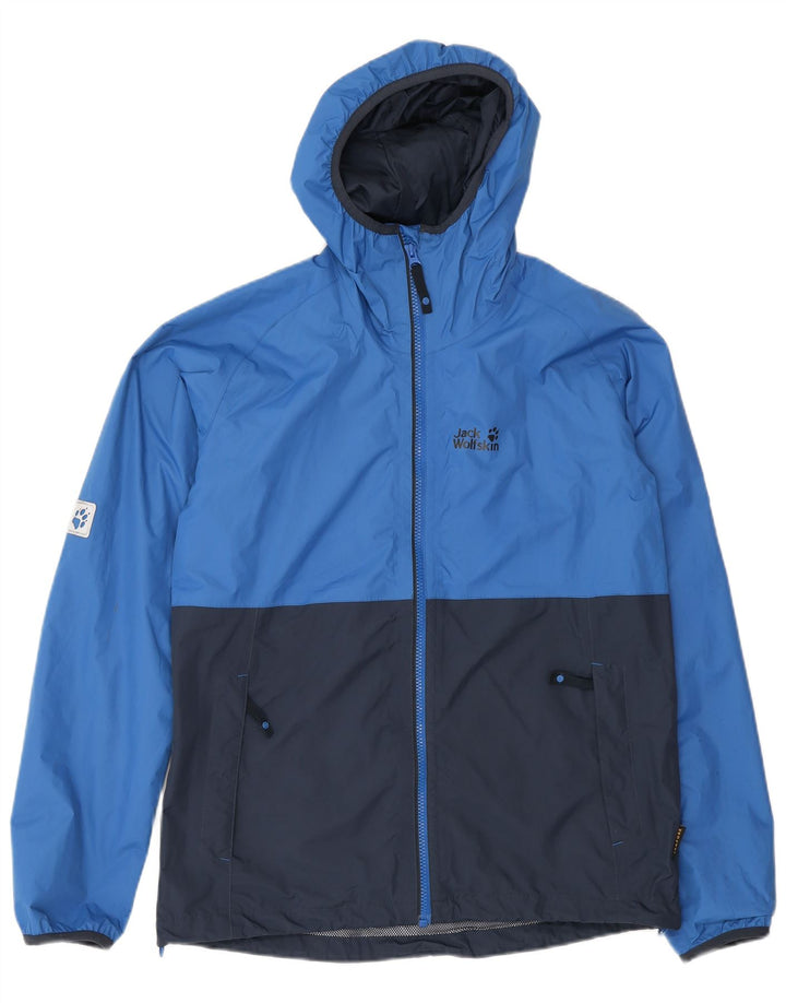 Jack Wolfskin Drenge regnjakke 15-16 år Blå Colourblock Polyamid
