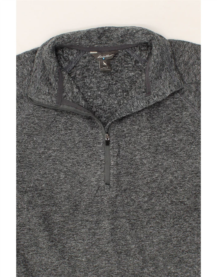 EDDIE BAUER Womens Zip Neck Fleece Jumper UK 16 Large Grey Polyester Vintage Eddie Bauer and Second-Hand Eddie Bauer from Messina Hembry 