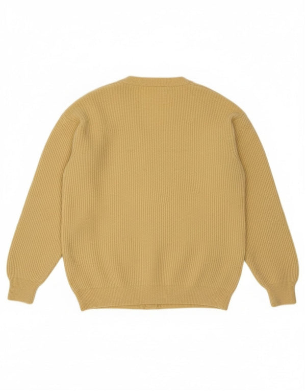 Vintage Mens Cardigan Sweater Medium Yellow Virgin Wool