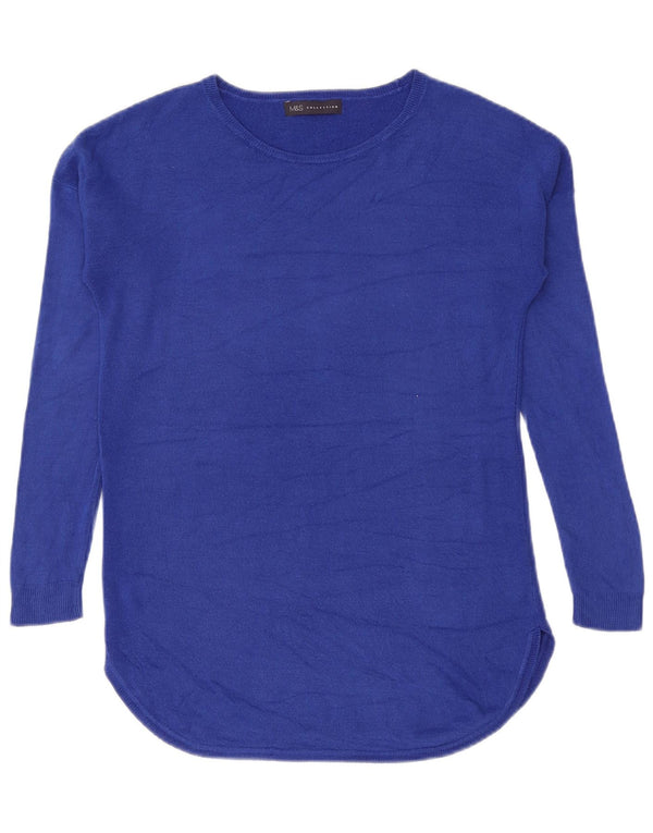 Maglione maglione con scollo a barca da donna Marks & Spencer UK 10 piccolo acrilico blu