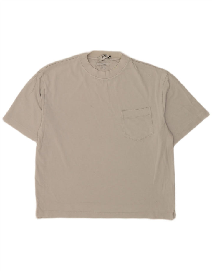 Cos Herre Oversized T-Shirt Top Small Off White Bomuld