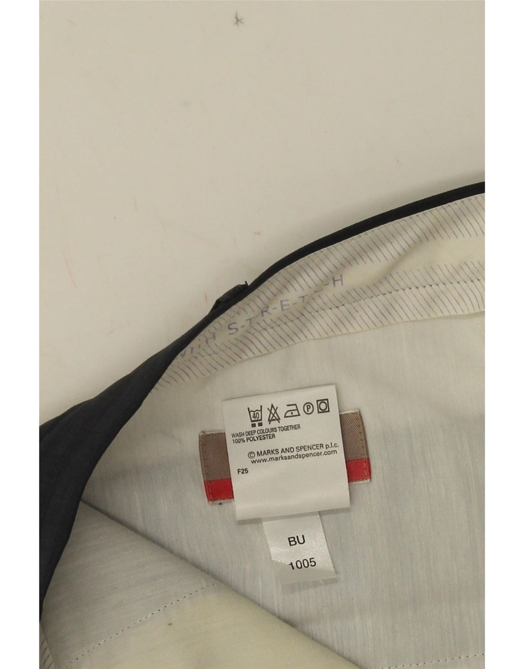 Marks & Spencer Mens Straight Suit Trousers W36 L29 Navy Blue Polyester