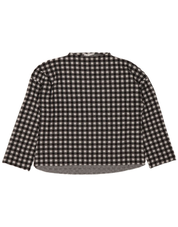 Zara Damen Trafaluc Übergroßes Top Langarm UK 10 Small Black Gingham