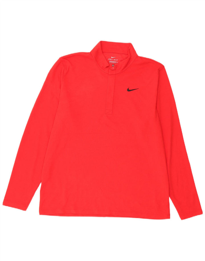 NIKE Mens Dri Fit Standard Fit Zip Neck Pullover Tracksuit Top XL Red