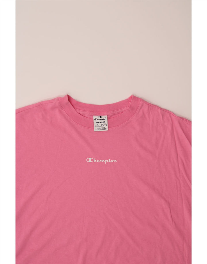 CHAMPION Womens Oversized Graphic T-Shirt Top UK 14 Medium Pink Vintage Champion and Second-Hand Champion from Messina Hembry 