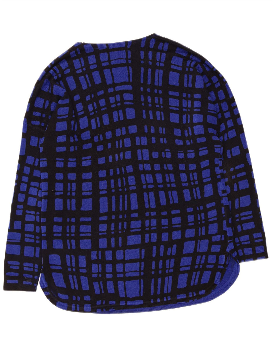 MARKS & SPENCER Womens Boat Neck Jumper Sweater UK 12 Medium  Blue Check
