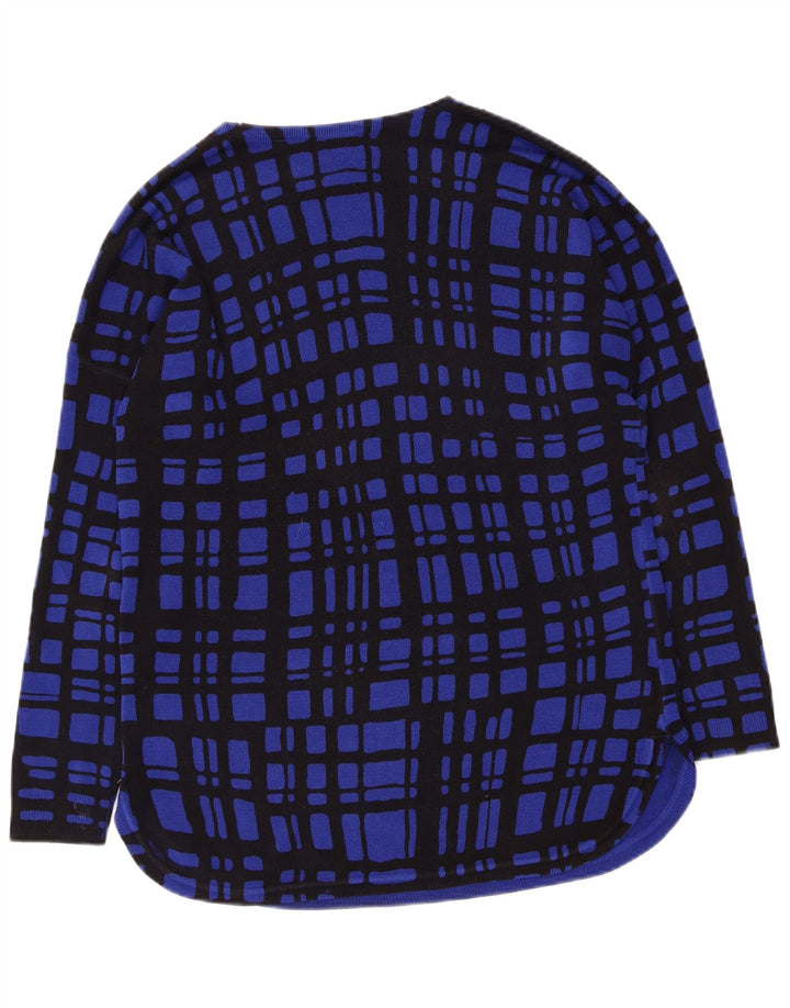 MARKS & SPENCER Womens Boat Neck Jumper Sweater UK 12 Medium  Blue Check