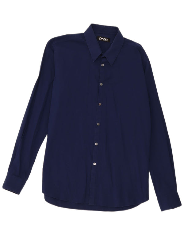 Camicia da uomo Dkny taglia 16 grande cotone blu navy