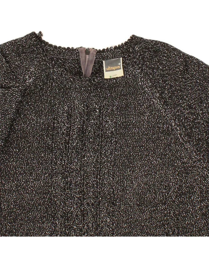 VINTAGE Womens Top Long Sleeve UK 14 Medium Black Synthetic Vintage Vintage and Second-Hand Vintage from Messina Hembry 