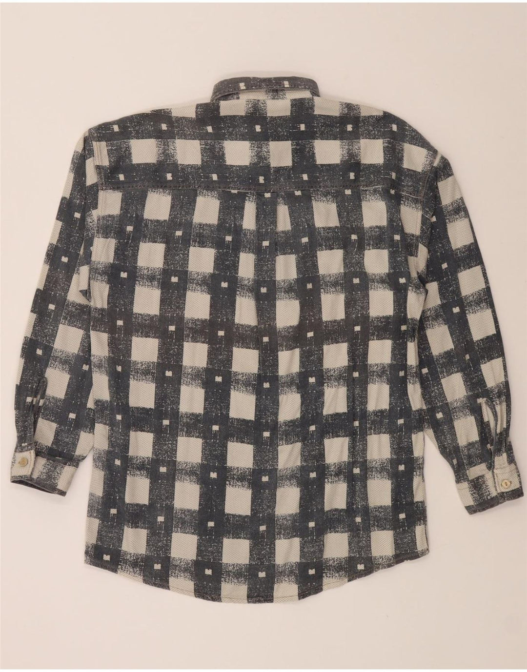 VINTAGE Mens Flannel Shirt Medium Grey Check Cotton Vintage Vintage and Second-Hand Vintage from Messina Hembry 